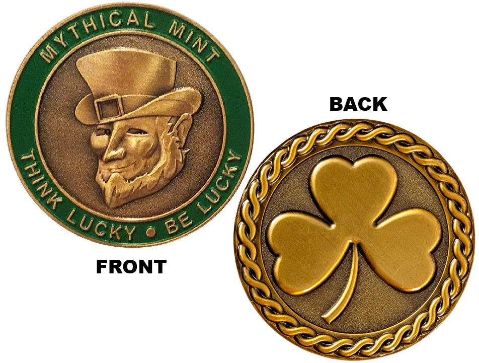Lucky Leprechaun Coin – Detailed Irish Metal Token with Shamrock & Celtic Knot
